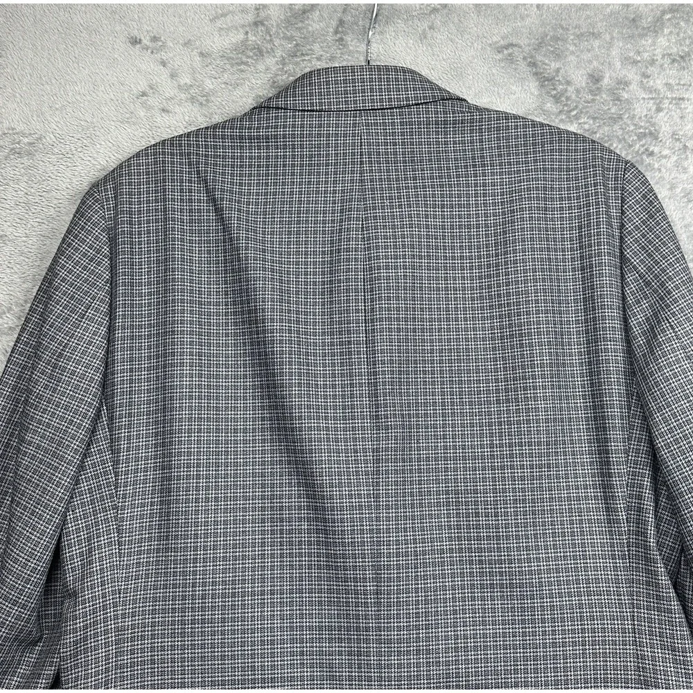 Michael Kors Blazer Jacket Men's 38R Gray Small Check Wool Blend Business Preppy